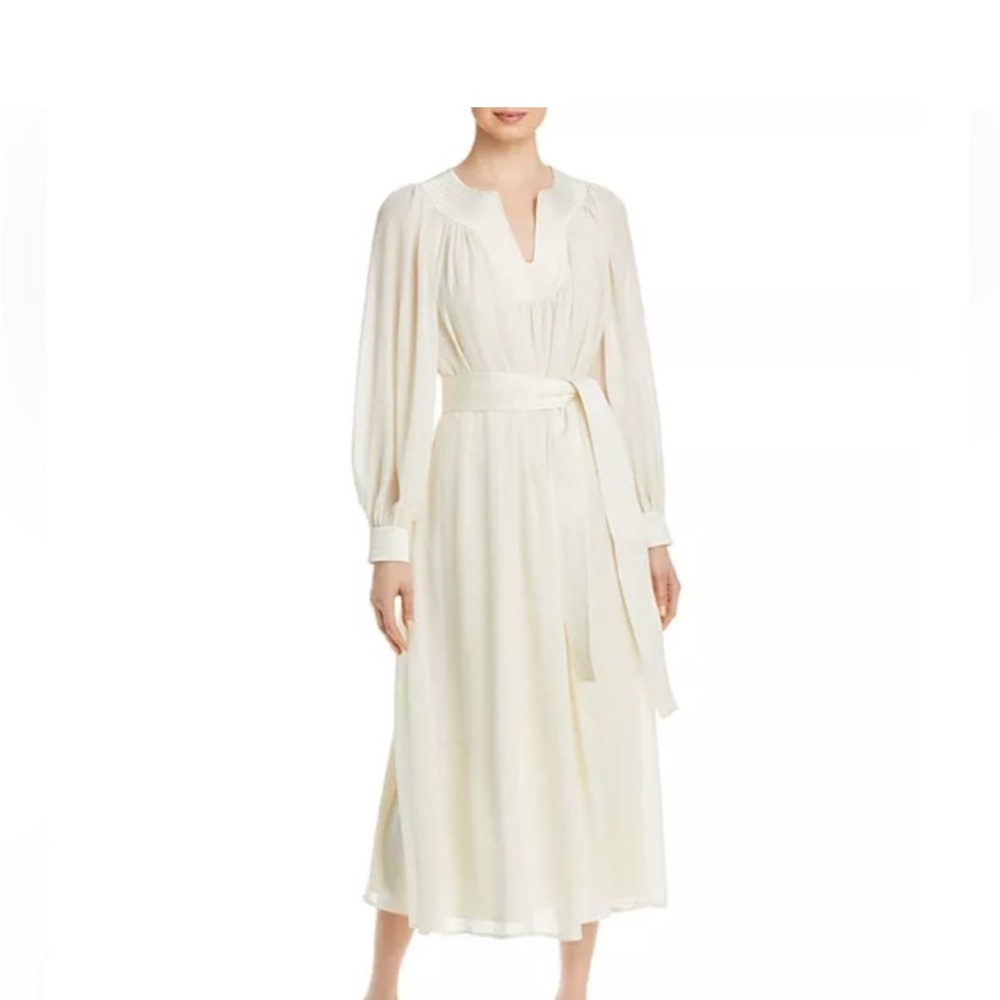 Tory Burch Cream Long Sleeve Sundress with V-Neck